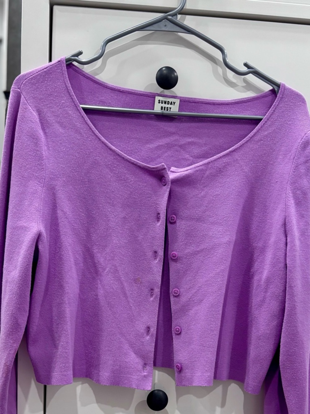 Sunday Best Lavender Cropped Button-Front Cardigan